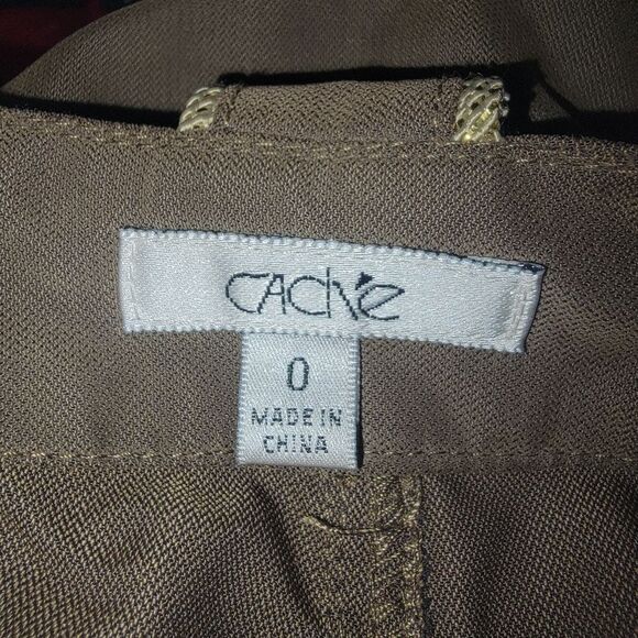 Cache olive gold rope Embellished cargo capri pants size 0 - Picture 7 of 8